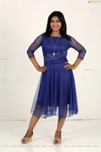 Shabeena Shaik in Royal Blue Colour Net Dress