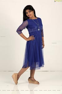 Shabeena Shaik in Royal Blue Colour Net Dress