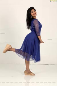 Shabeena Shaik in Royal Blue Colour Net Dress