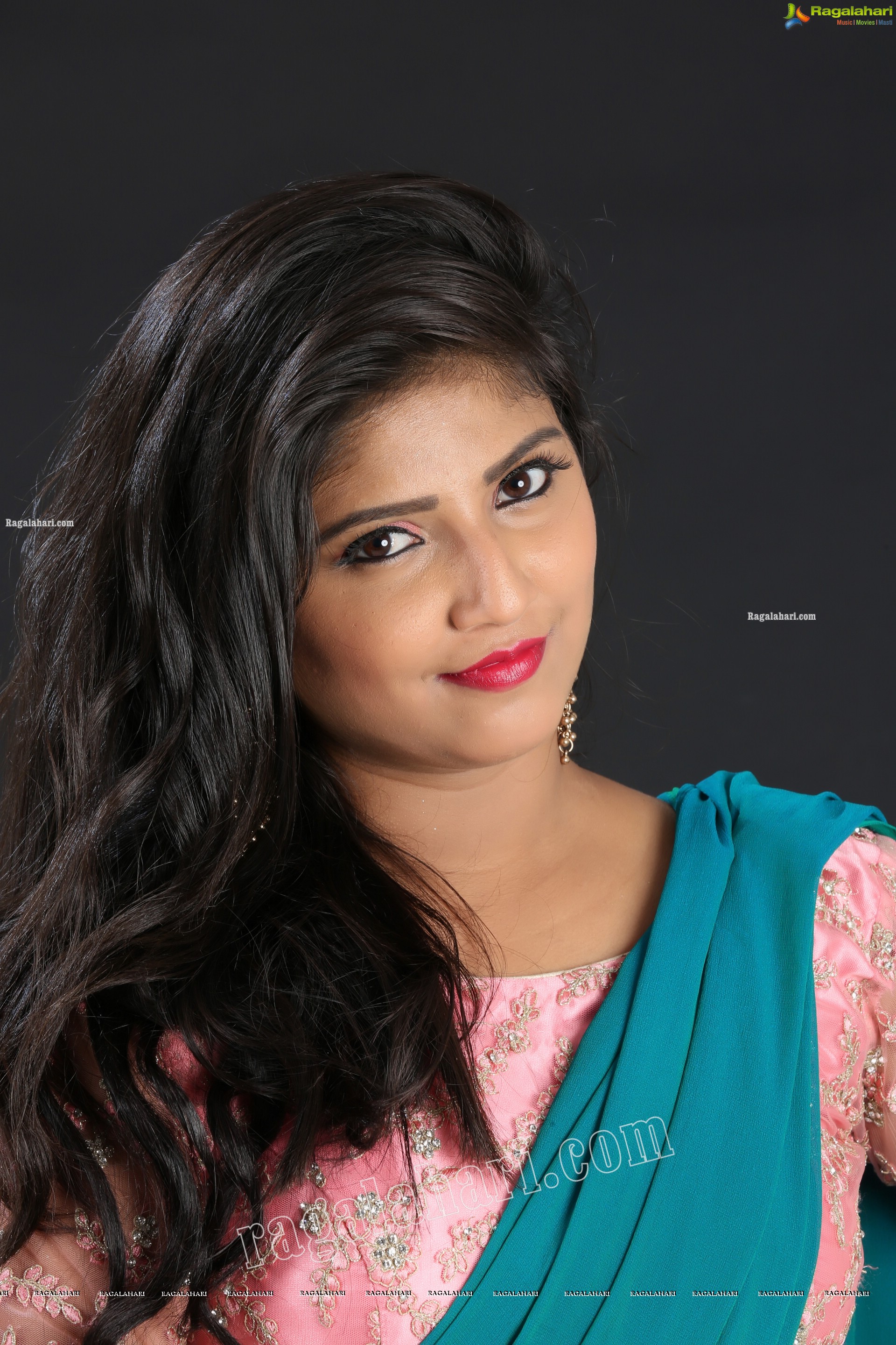 Shabeena Shaik in Light Blue Saree and Pink Blouse Exclusive Photo Shoot