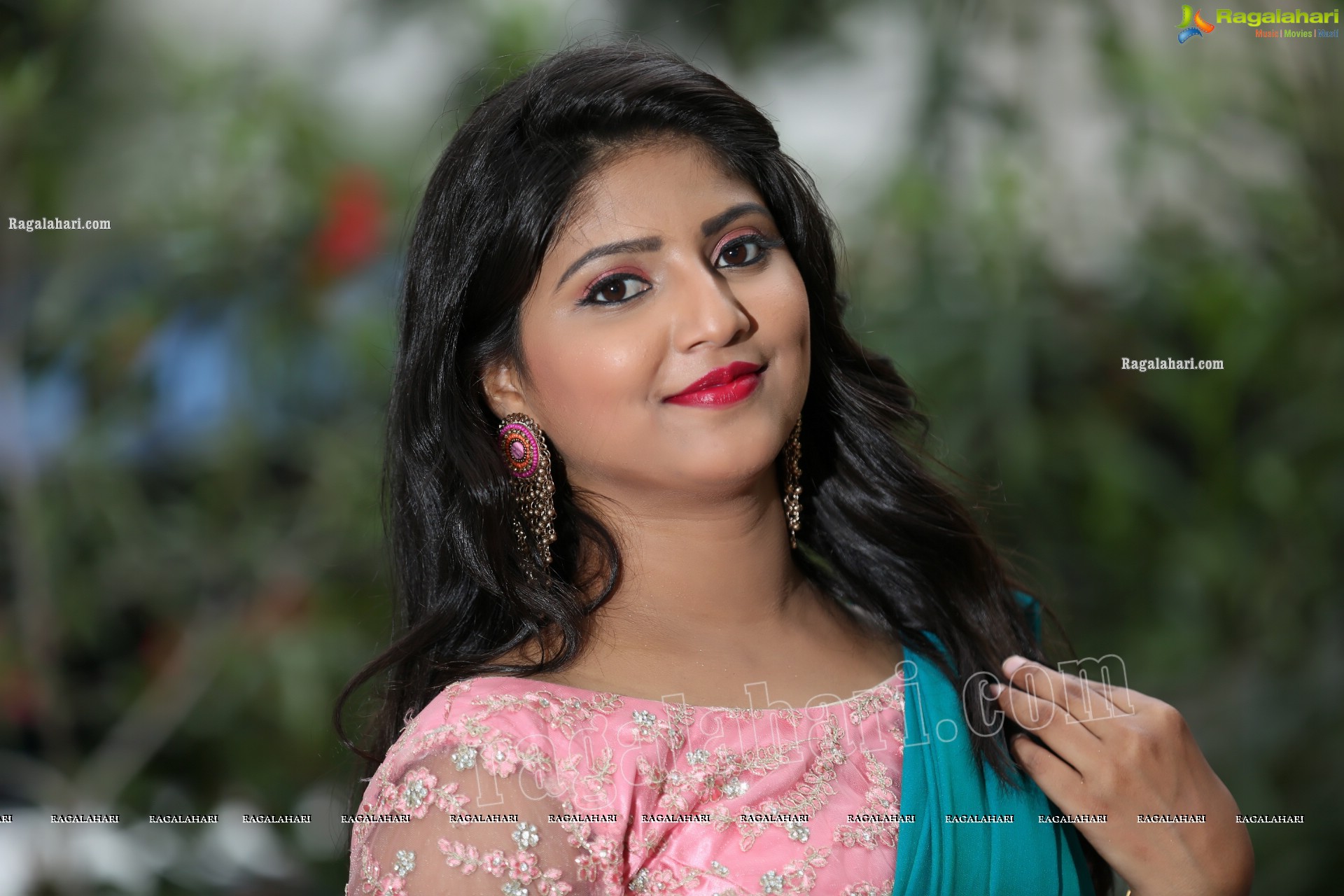 Shabeena Shaik in Light Blue Saree and Pink Blouse Exclusive Photo Shoot