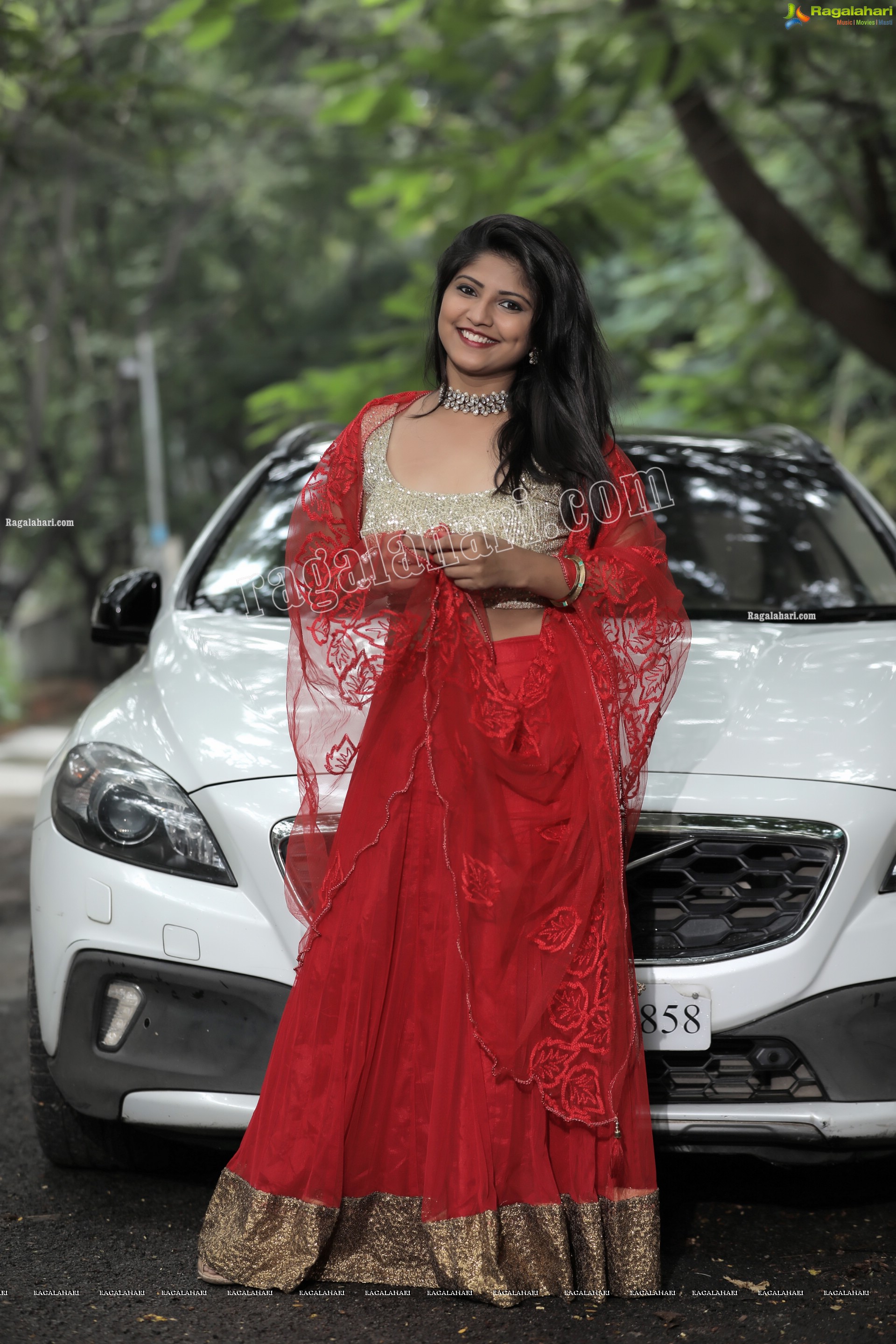 Shabeena Shaik in Red Embellished Lehenga Exclusive Photo Shoot