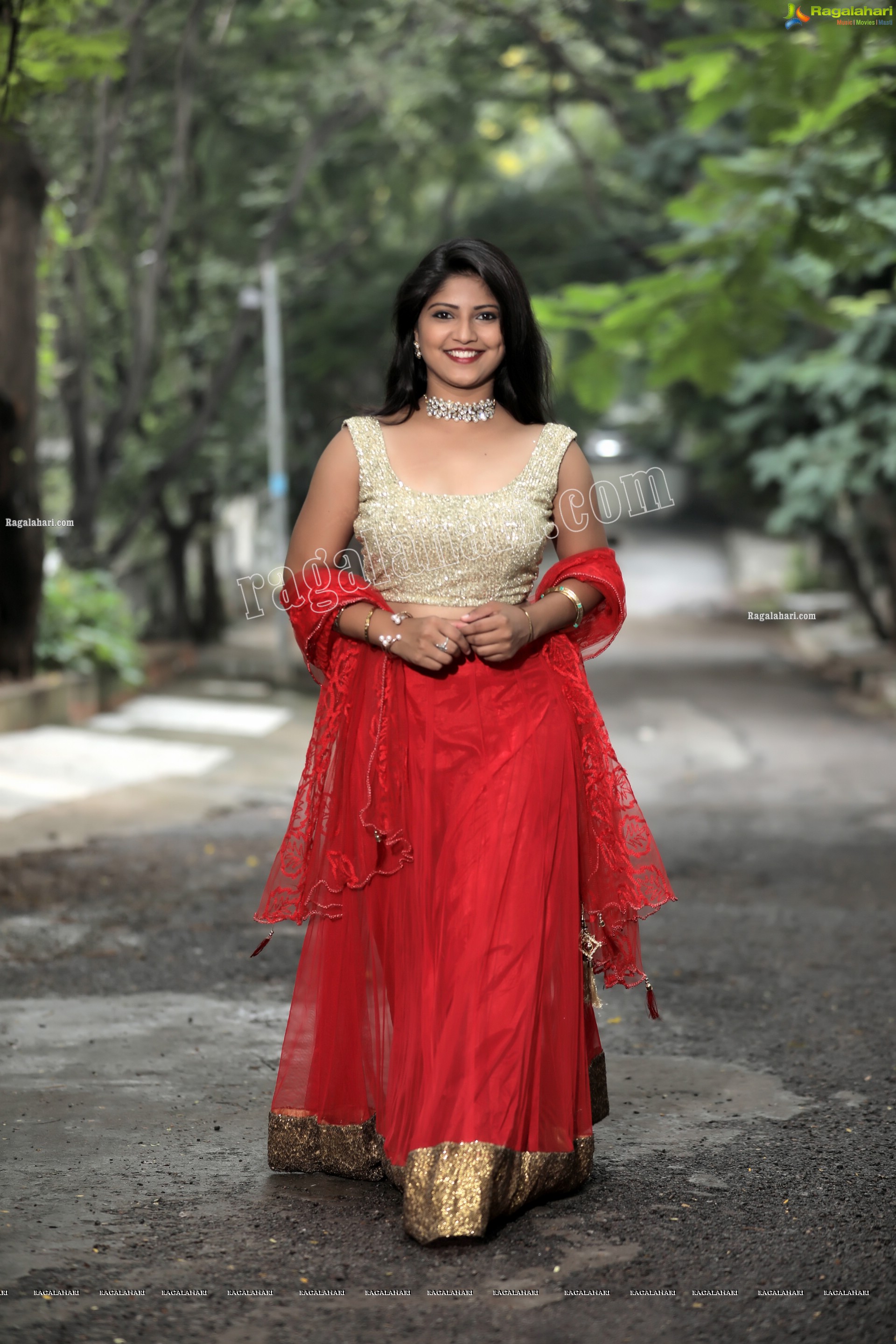 Shabeena Shaik in Red Embellished Lehenga Exclusive Photo Shoot