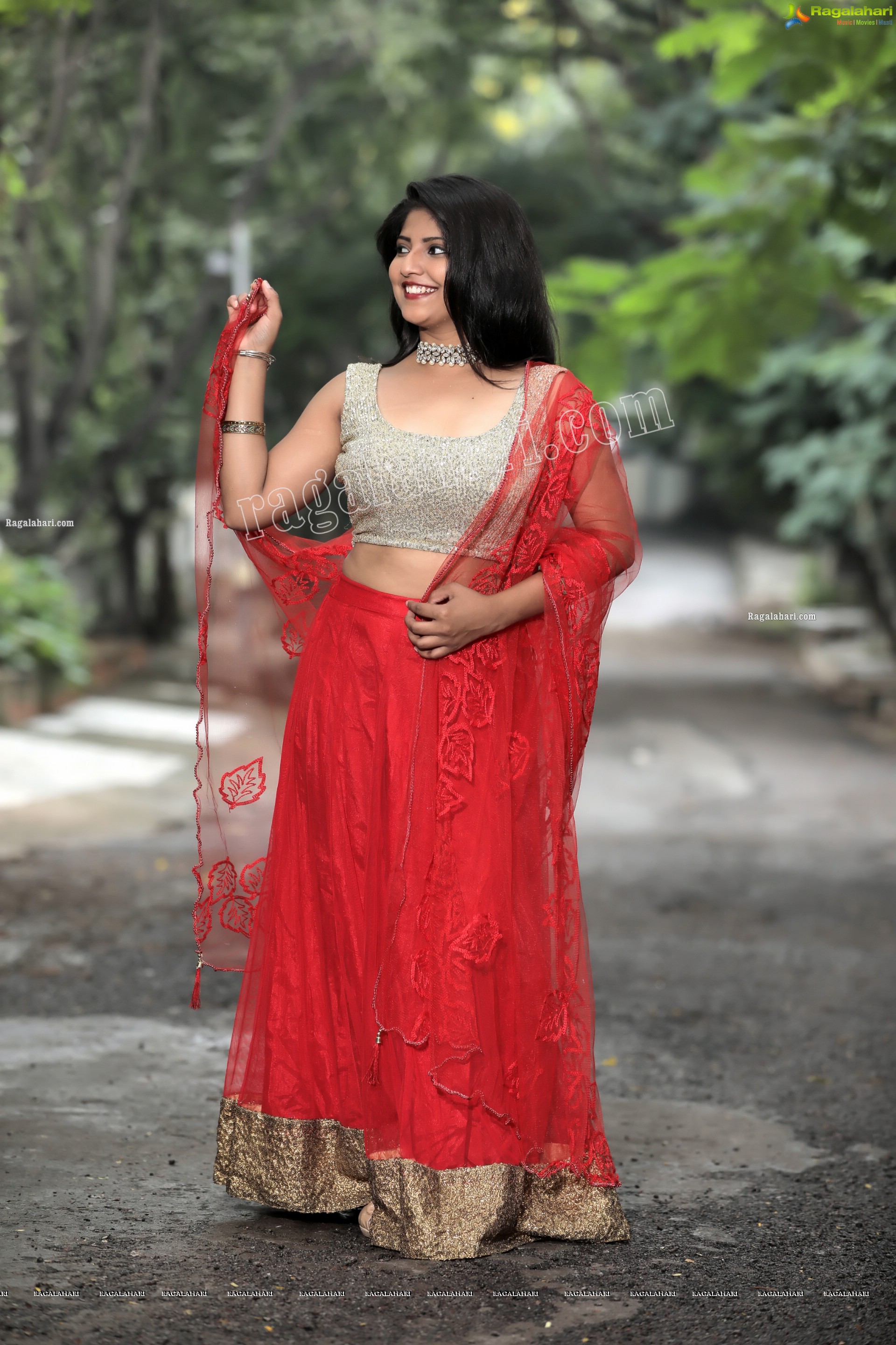 Shabeena Shaik in Red Embellished Lehenga Exclusive Photo Shoot