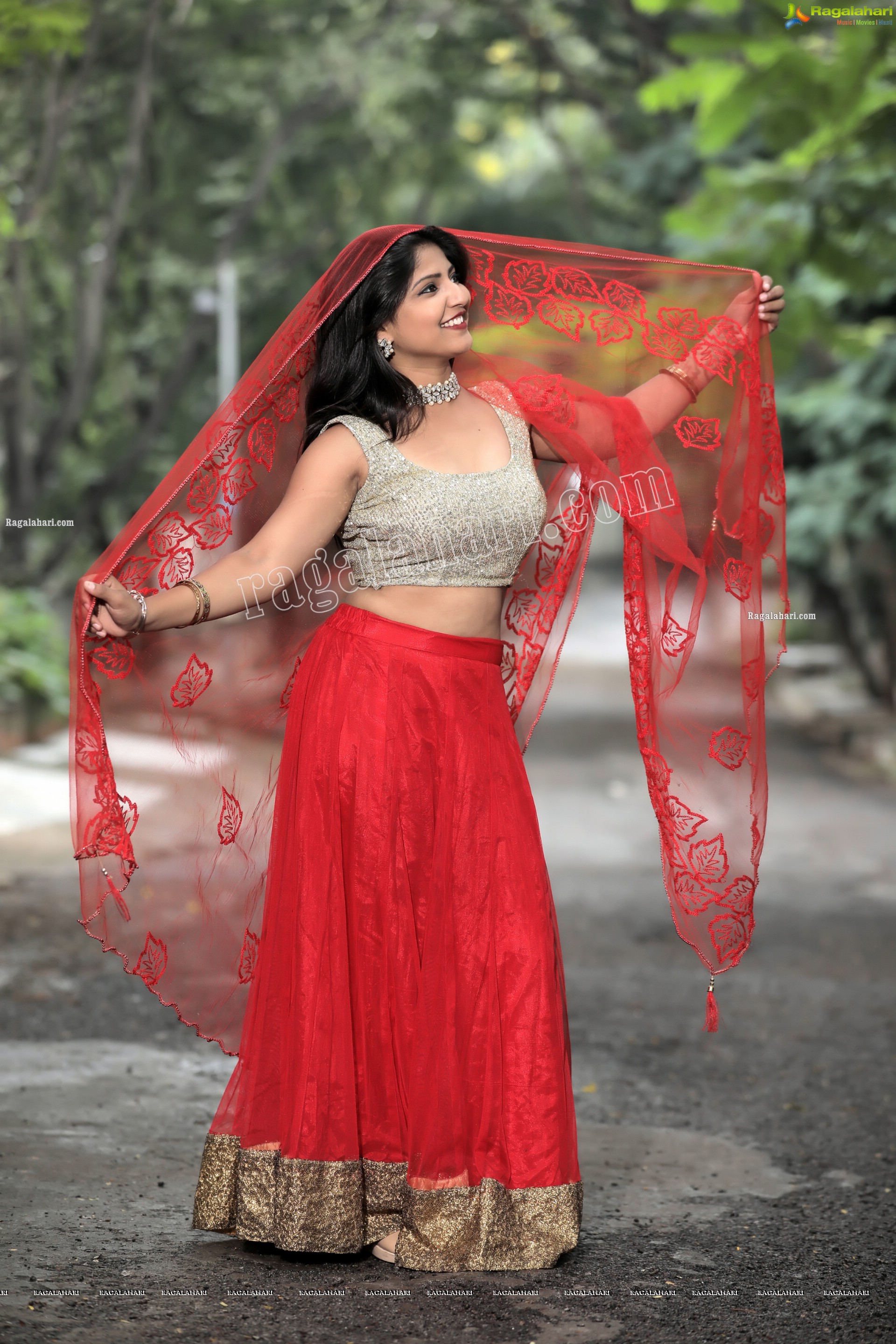 Shabeena Shaik in Red Embellished Lehenga Exclusive Photo Shoot