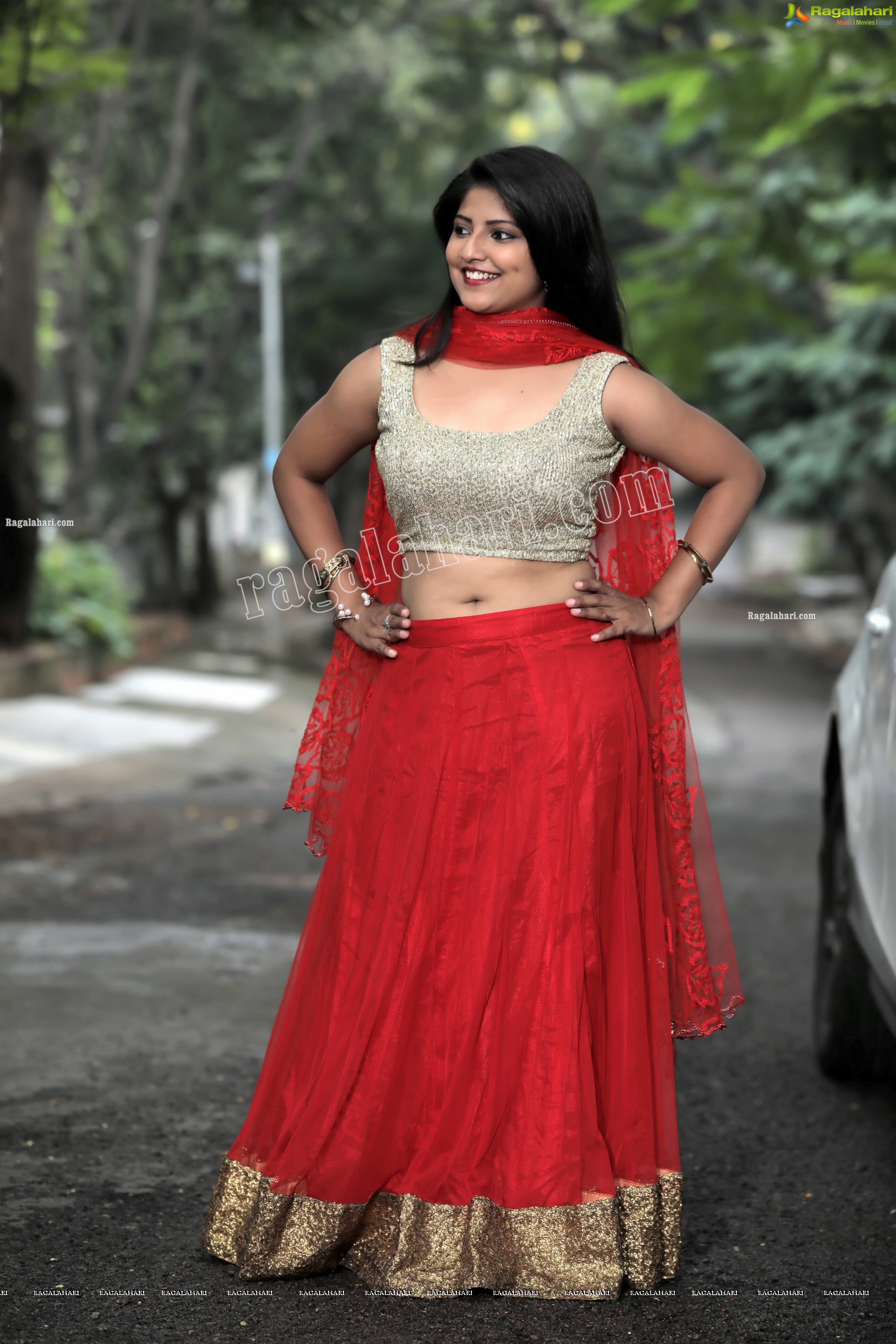 Shabeena Shaik in Red Embellished Lehenga Exclusive Photo Shoot