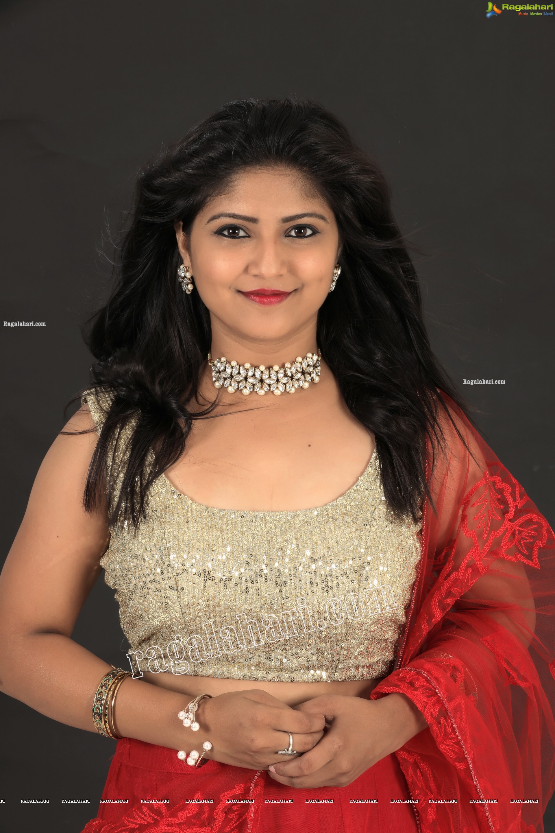 Shabeena Shaik in Red Embellished Lehenga Exclusive Photo Shoot