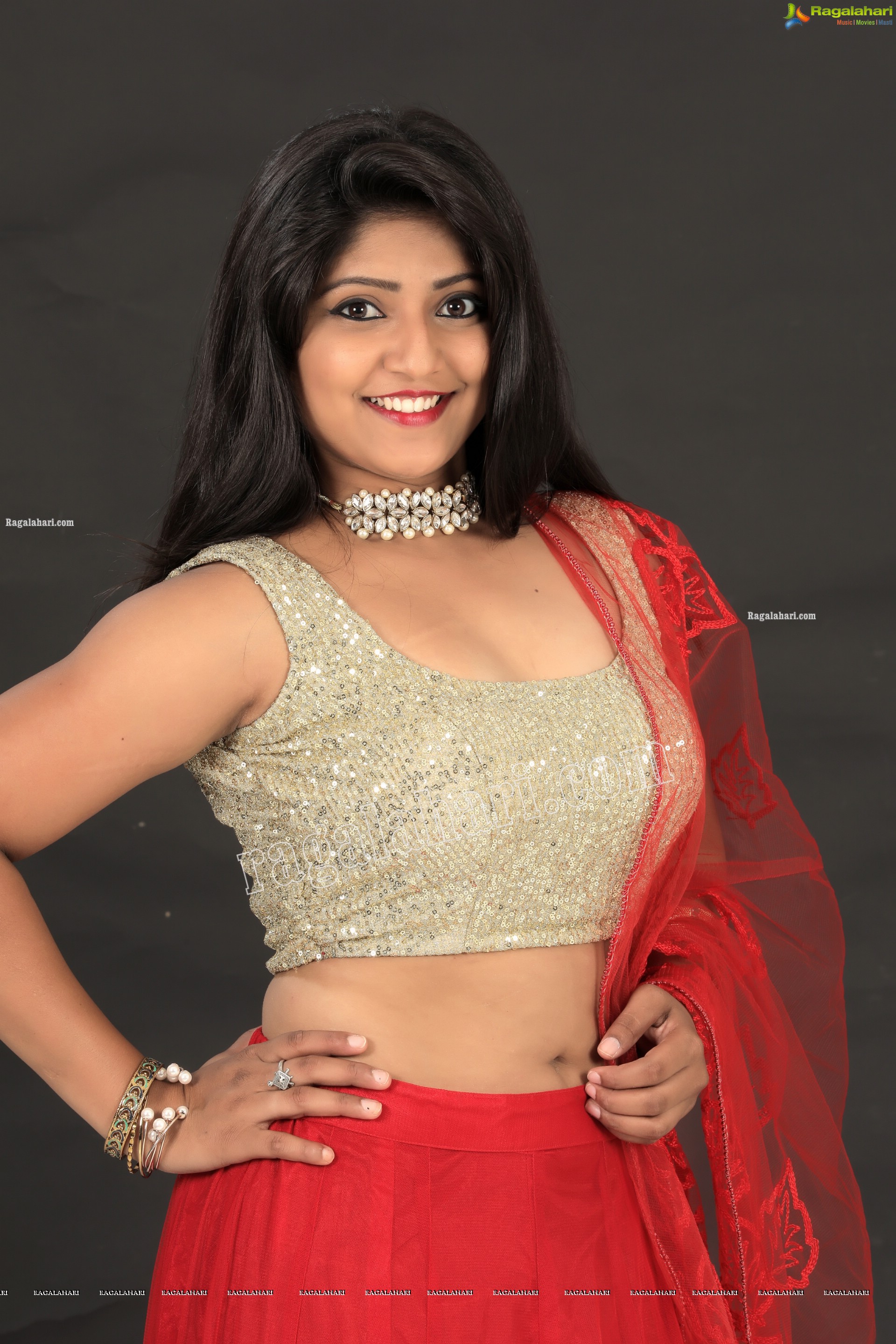 Shabeena Shaik in Red Embellished Lehenga Exclusive Photo Shoot