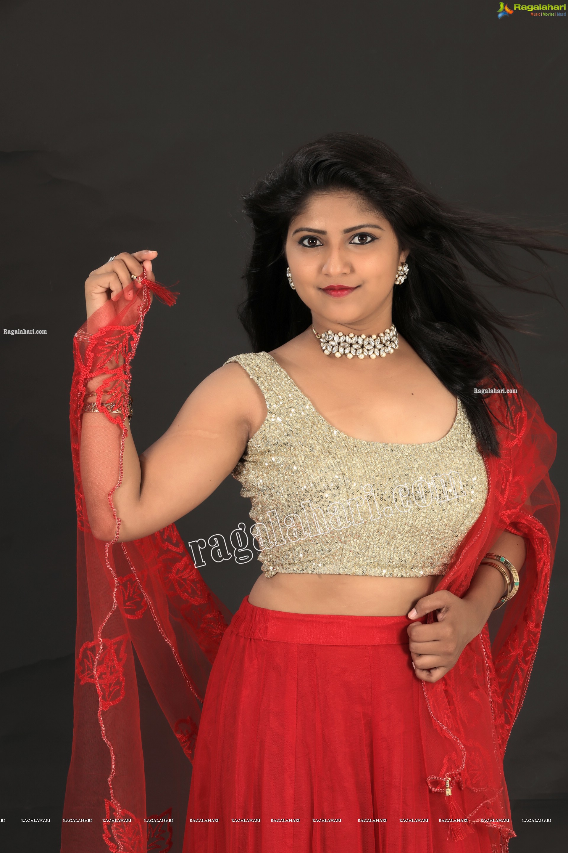 Shabeena Shaik in Red Embellished Lehenga Exclusive Photo Shoot