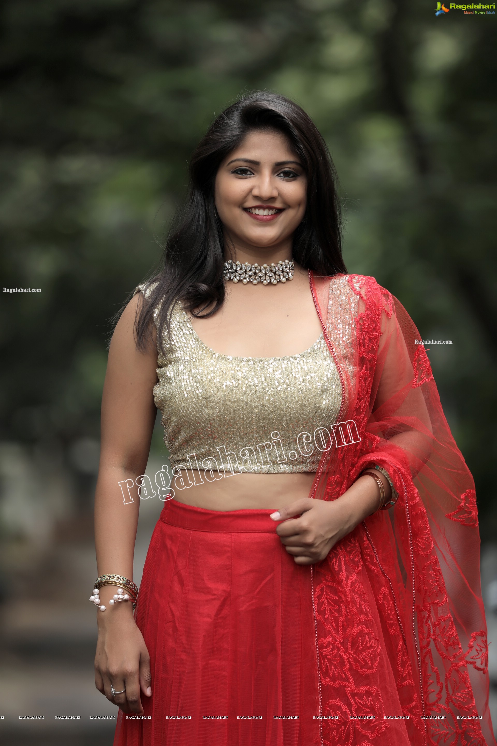 Shabeena Shaik in Red Embellished Lehenga Exclusive Photo Shoot