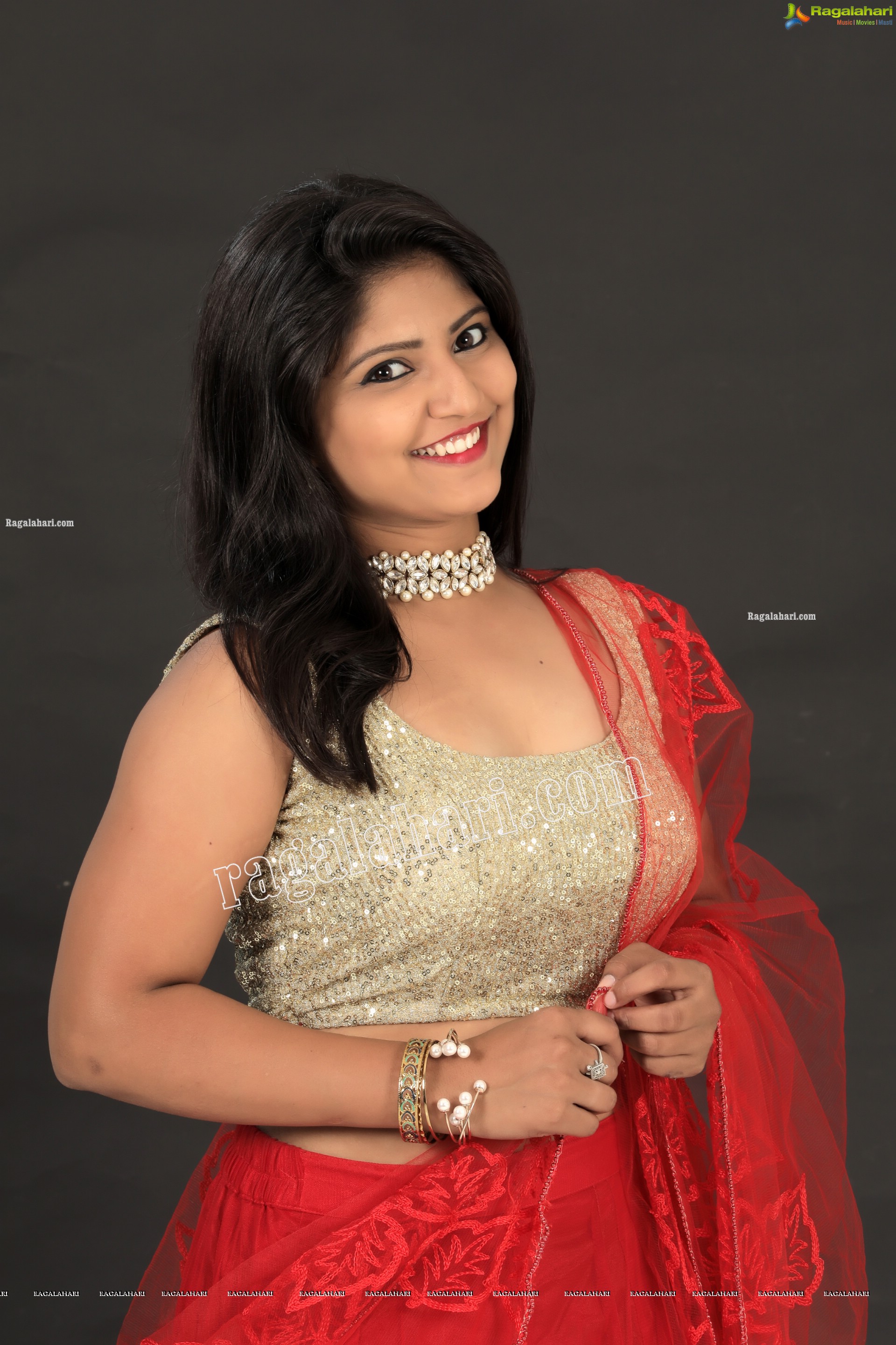 Shabeena Shaik in Red Embellished Lehenga Exclusive Photo Shoot