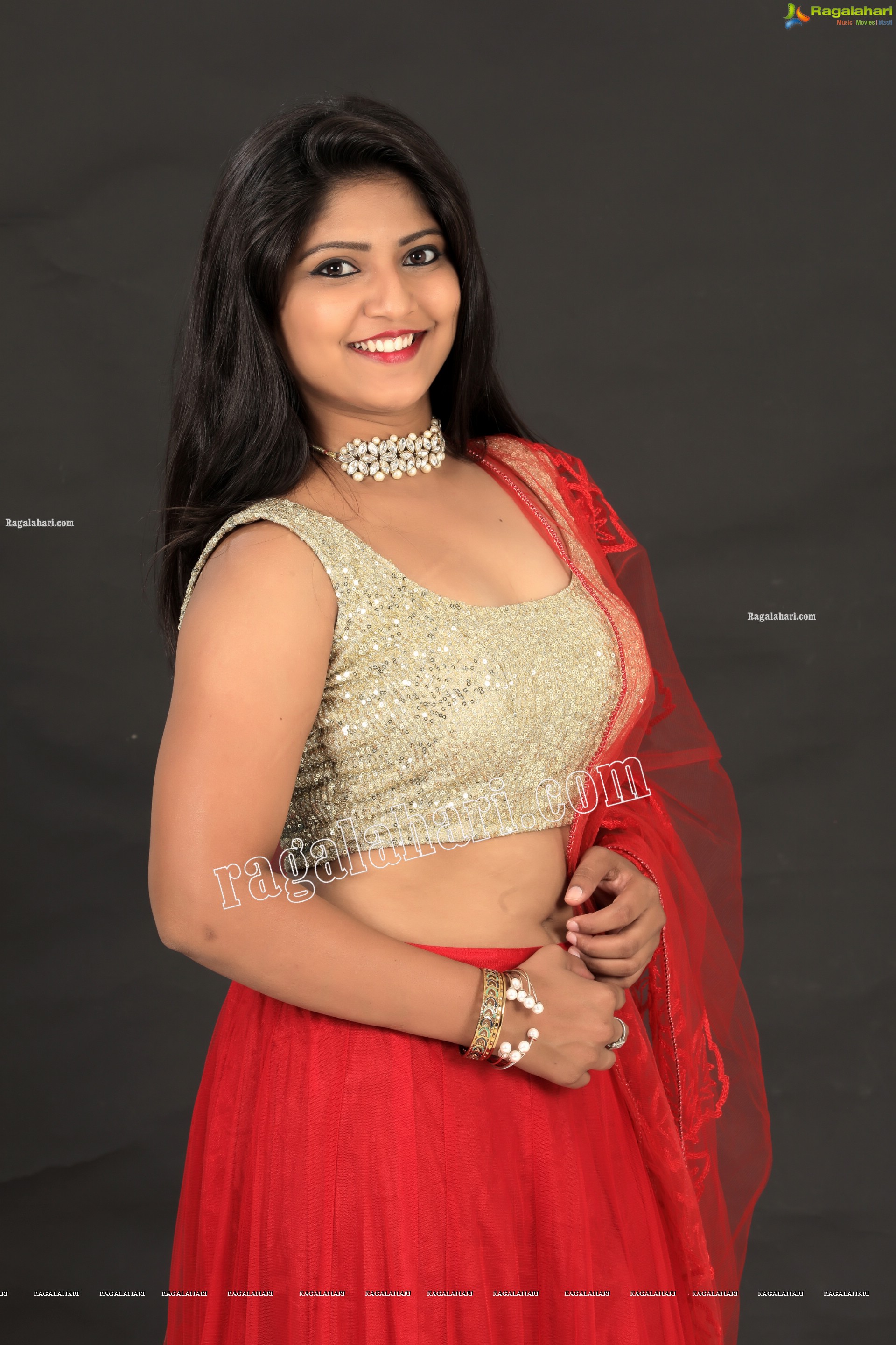 Shabeena Shaik in Red Embellished Lehenga Exclusive Photo Shoot