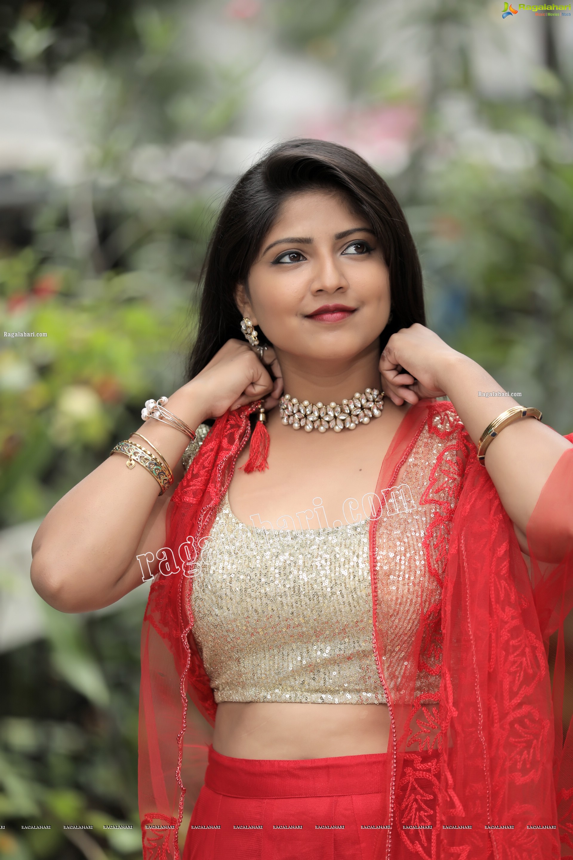 Shabeena Shaik in Red Embellished Lehenga Exclusive Photo Shoot