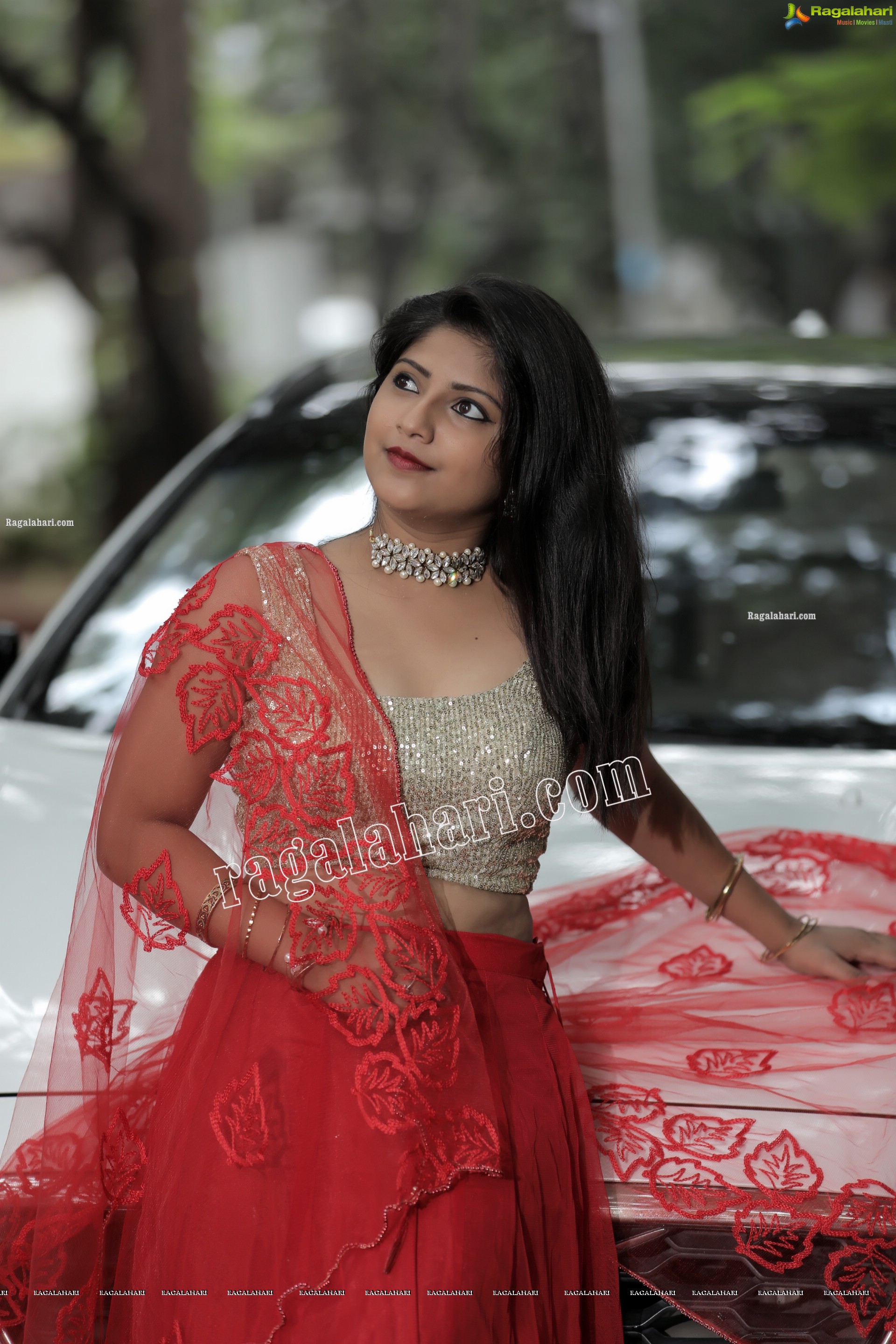 Shabeena Shaik in Red Embellished Lehenga Exclusive Photo Shoot