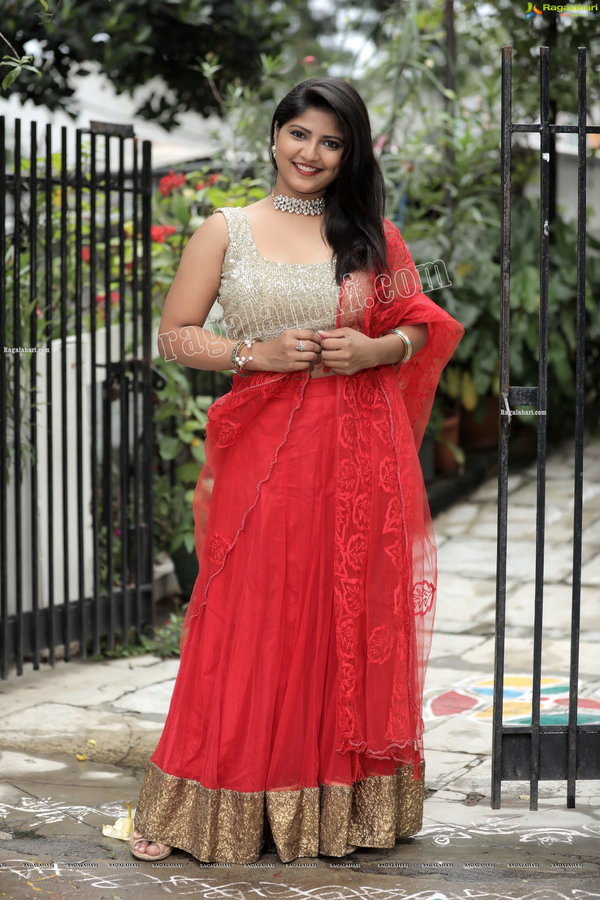 Shabeena Shaik in Red Embellished Lehenga Exclusive Photo Shoot