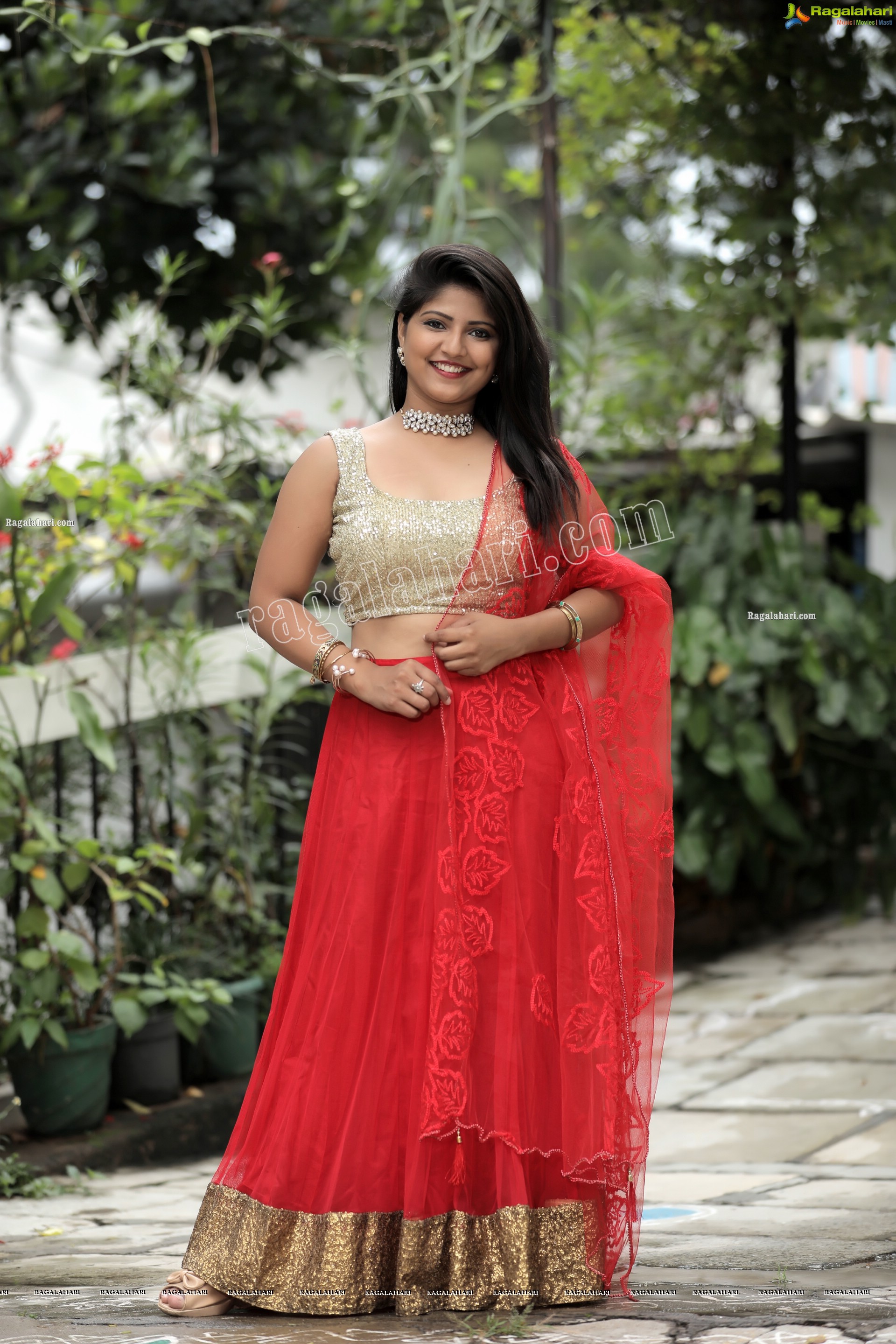 Shabeena Shaik in Red Embellished Lehenga Exclusive Photo Shoot