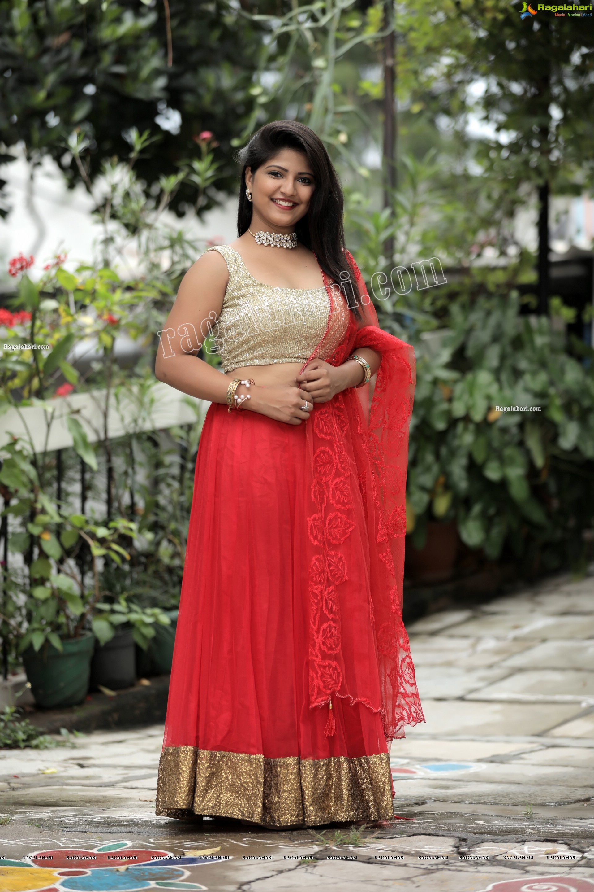 Shabeena Shaik in Red Embellished Lehenga Exclusive Photo Shoot