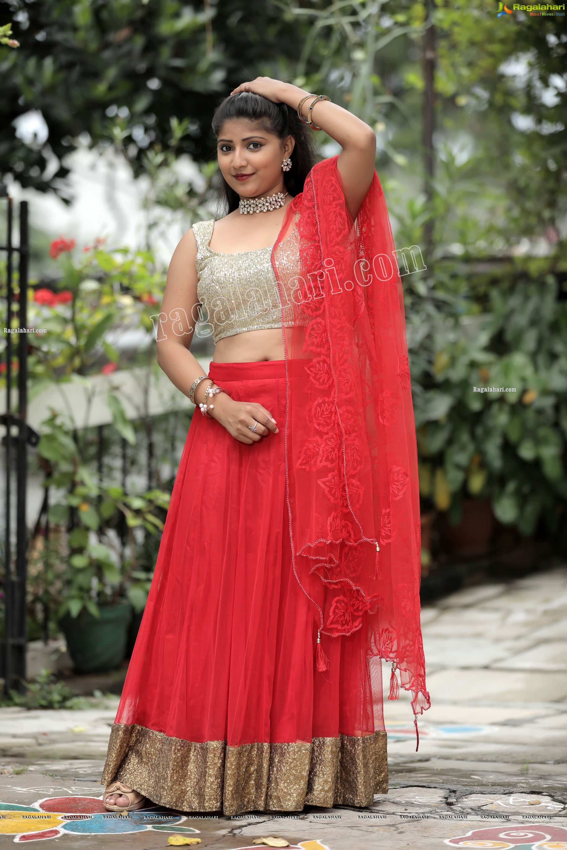 Shabeena Shaik in Red Embellished Lehenga Exclusive Photo Shoot