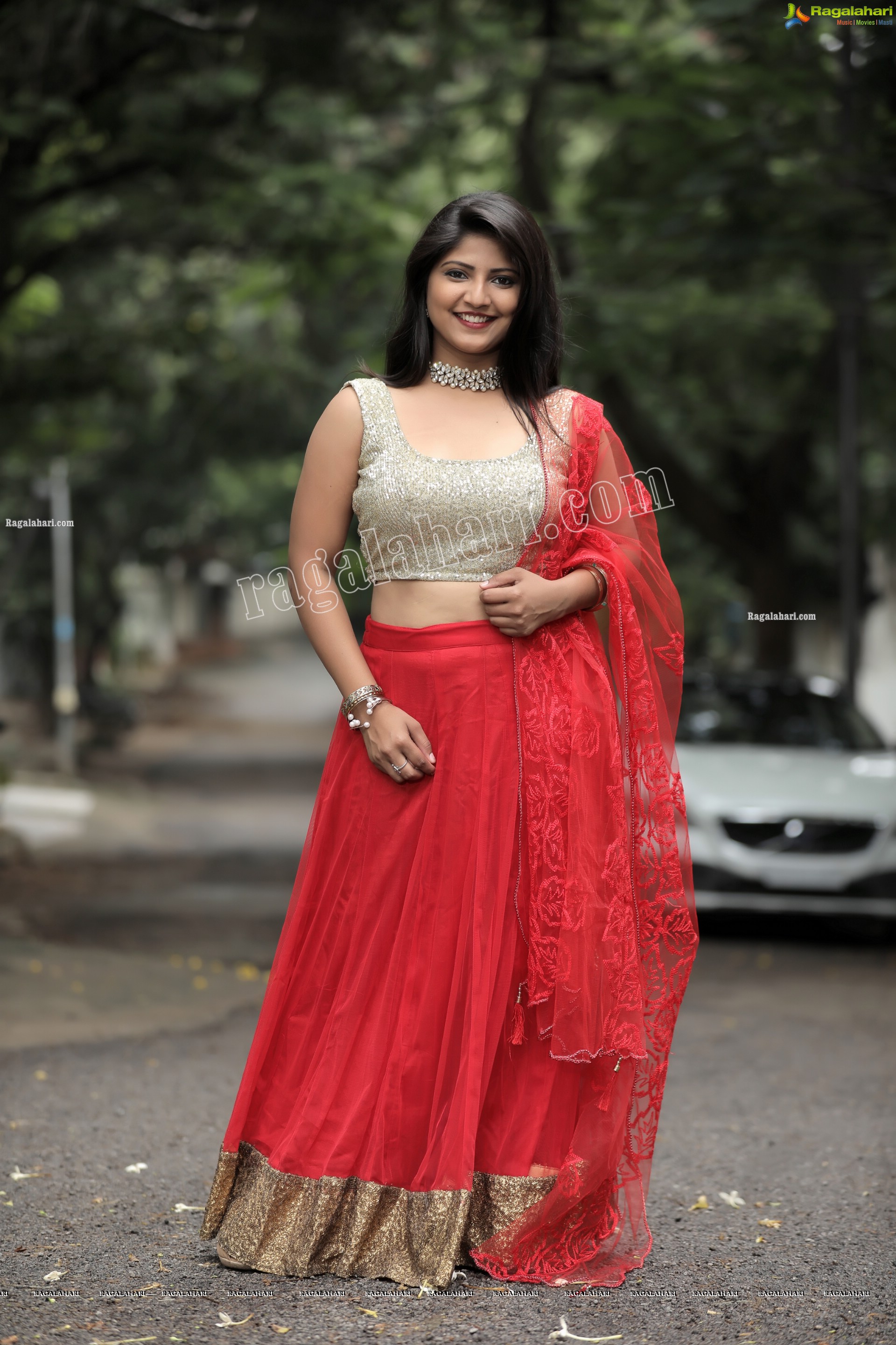 Shabeena Shaik in Red Embellished Lehenga Exclusive Photo Shoot