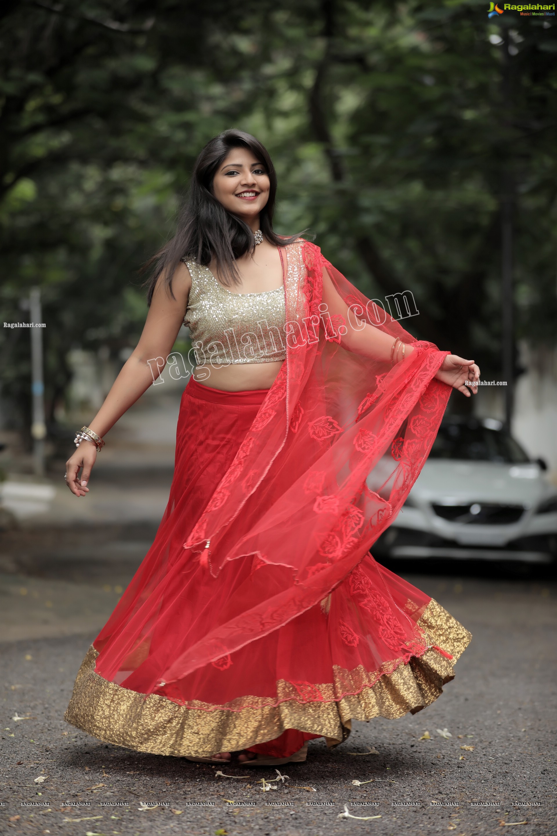 Shabeena Shaik in Red Embellished Lehenga Exclusive Photo Shoot