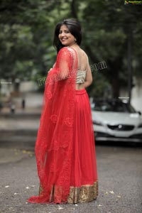 Shabeena Shaik in Red Embellished Lehenga