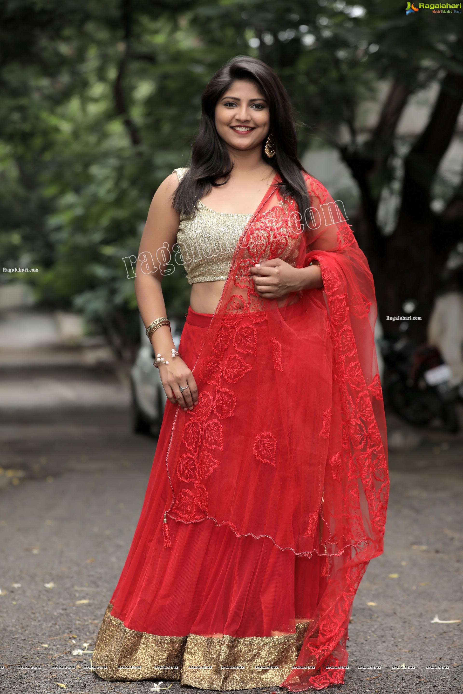 Shabeena Shaik in Red Embellished Lehenga Exclusive Photo Shoot