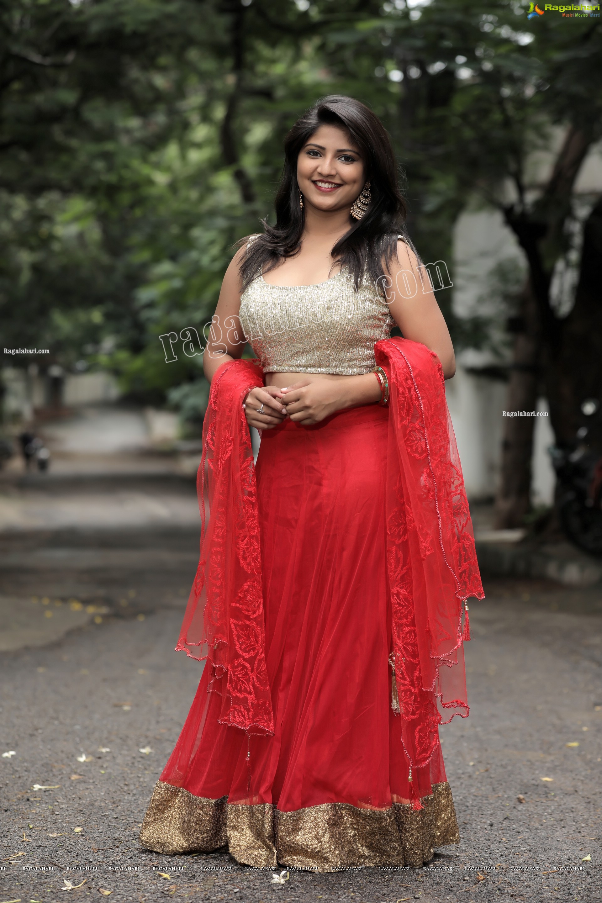 Shabeena Shaik in Red Embellished Lehenga Exclusive Photo Shoot