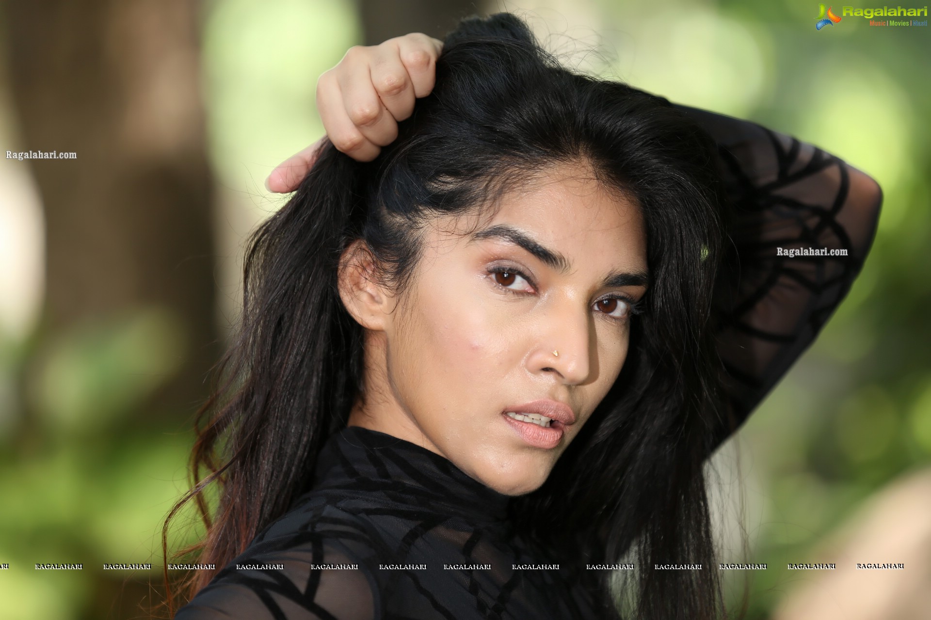 Supraja Narayan in Black Lace Top and Shorts, Exclusive Photo Shoot