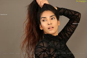 Supraja Narayan in Black Lace Top and Shorts