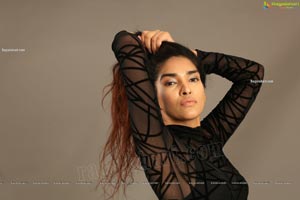 Supraja Narayan in Black Lace Top and Shorts