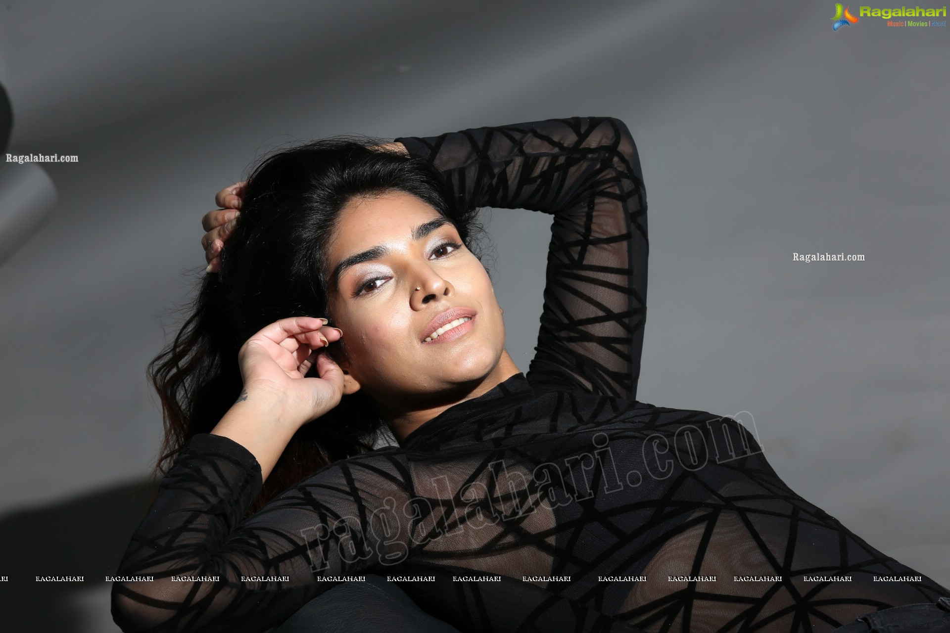 Supraja Narayan in Black Lace Top and Shorts, Exclusive Photo Shoot