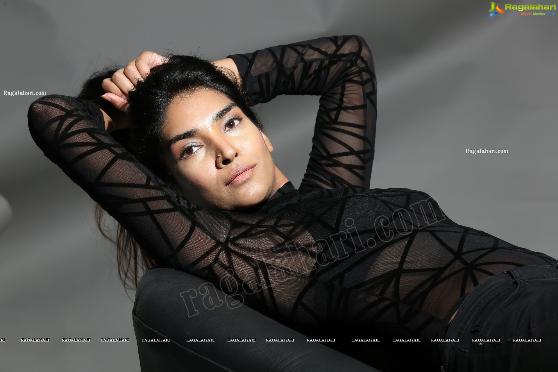 Supraja Narayan in Black Lace Top and Shorts, Exclusive Photo Shoot