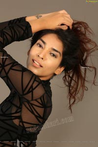 Supraja Narayan in Black Lace Top and Shorts