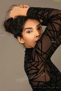 Supraja Narayan in Black Lace Top and Shorts