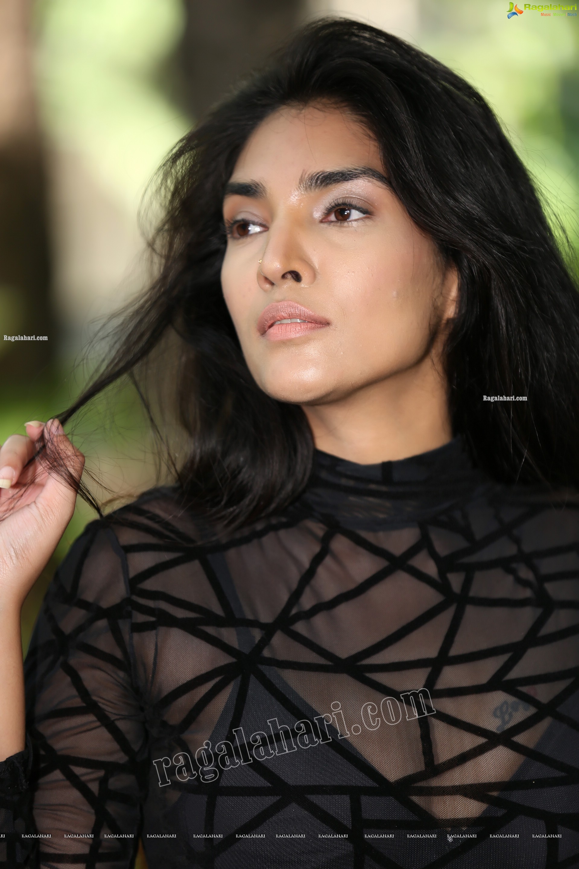 Supraja Narayan in Black Lace Top and Shorts, Exclusive Photo Shoot