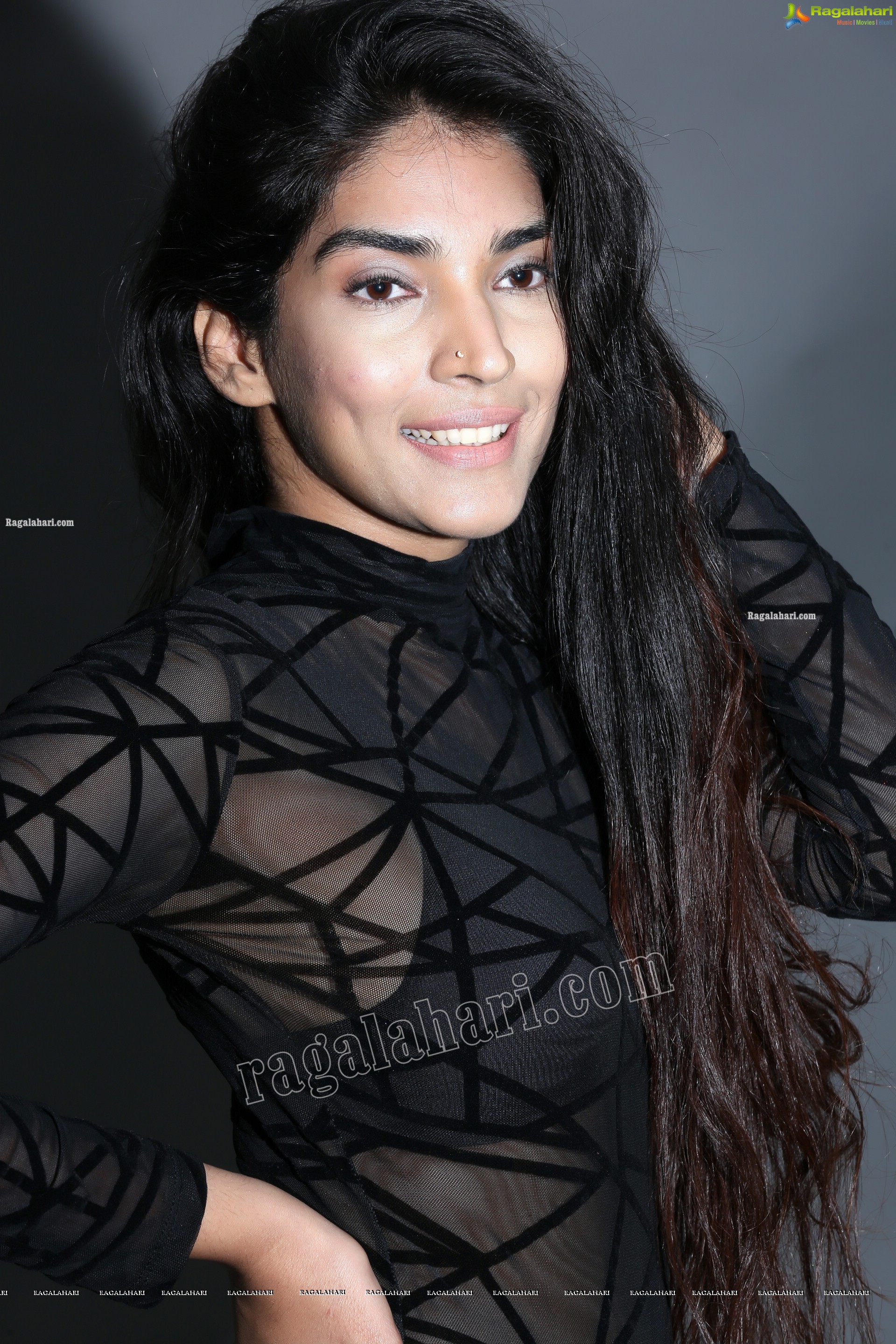 Supraja Narayan in Black Lace Top and Shorts, Exclusive Photo Shoot