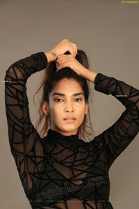 Supraja Narayan in Black Lace Top and Shorts