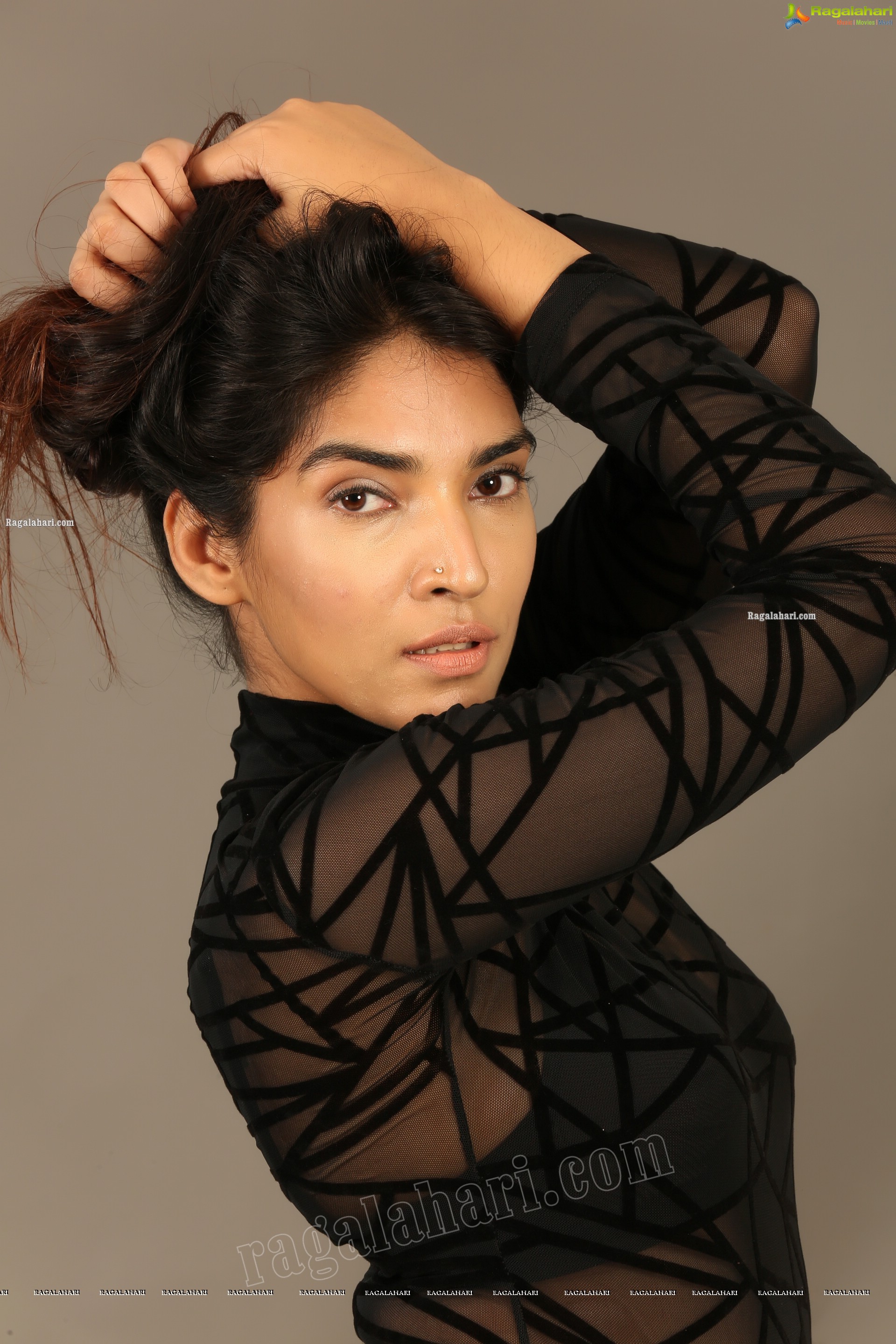 Supraja Narayan in Black Lace Top and Shorts, Exclusive Photo Shoot