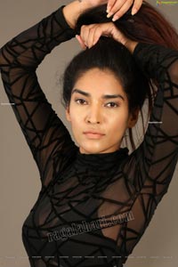 Supraja Narayan in Black Lace Top and Shorts