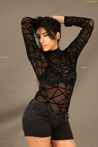 Supraja Narayan in Black Lace Top and Shorts
