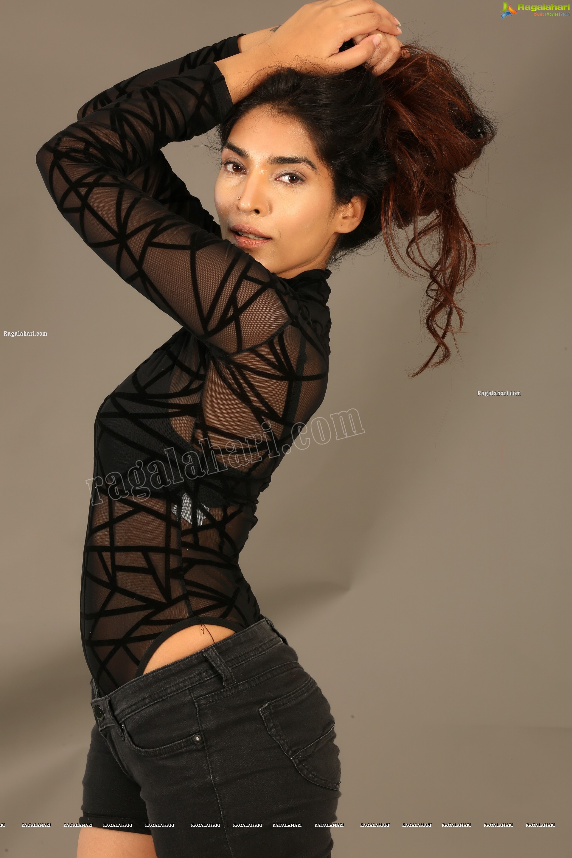 Supraja Narayan in Black Lace Top and Shorts, Exclusive Photo Shoot