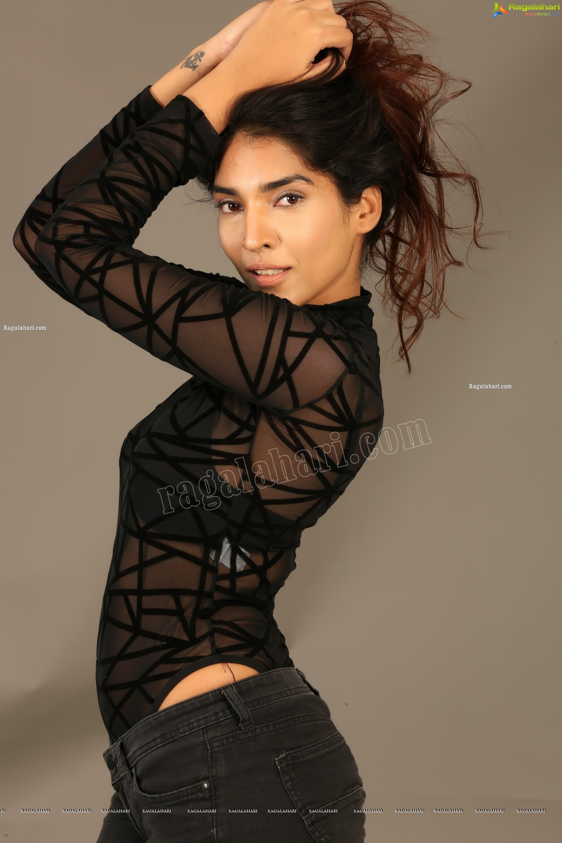 Supraja Narayan in Black Lace Top and Shorts, Exclusive Photo Shoot