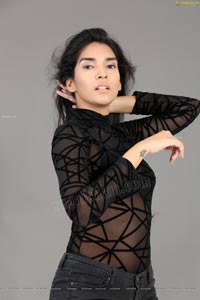 Supraja Narayan in Black Lace Top and Shorts