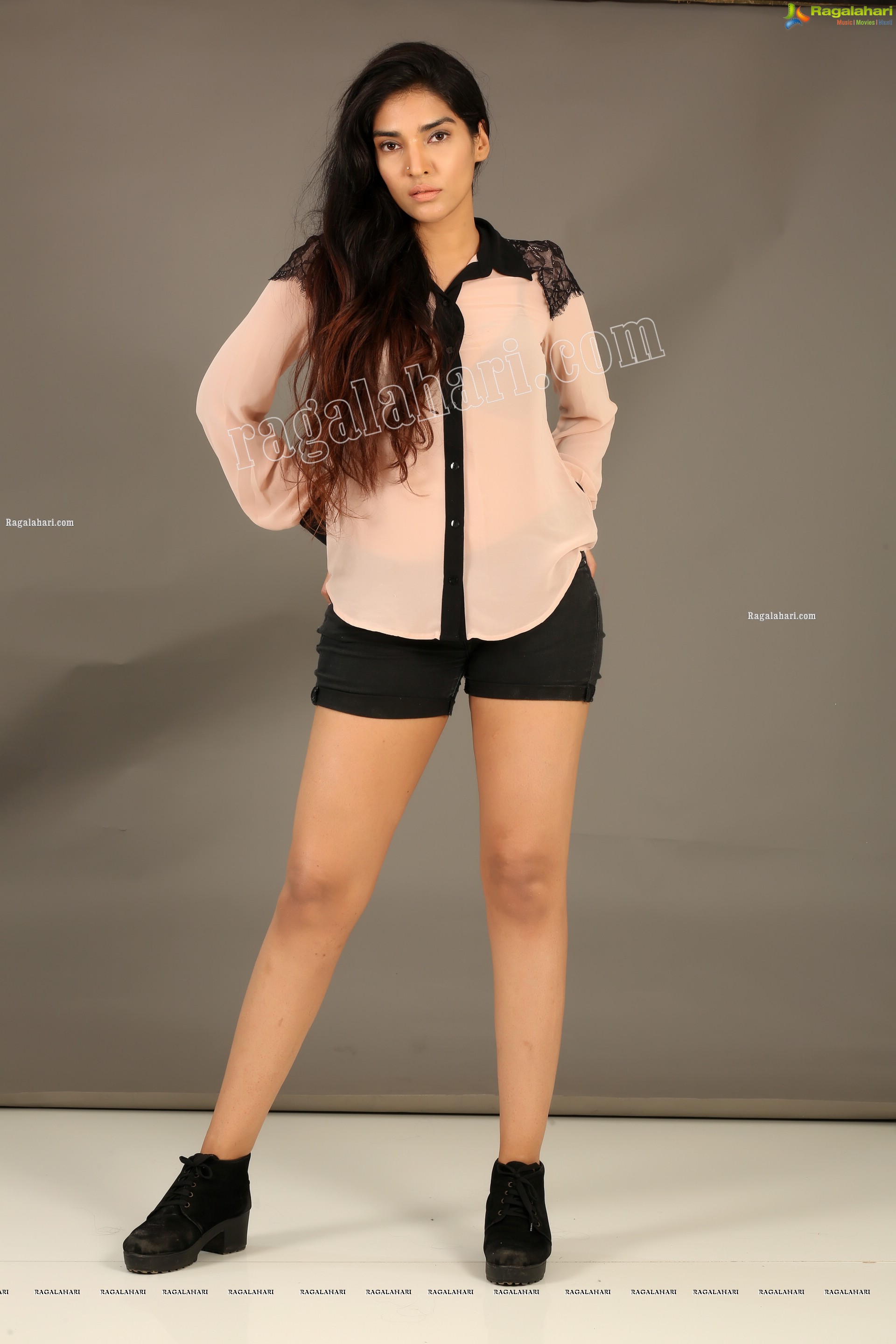 Supraja Narayan in Pastel Pink Shirt and Black Shorts, Exclusive Photo Shoot