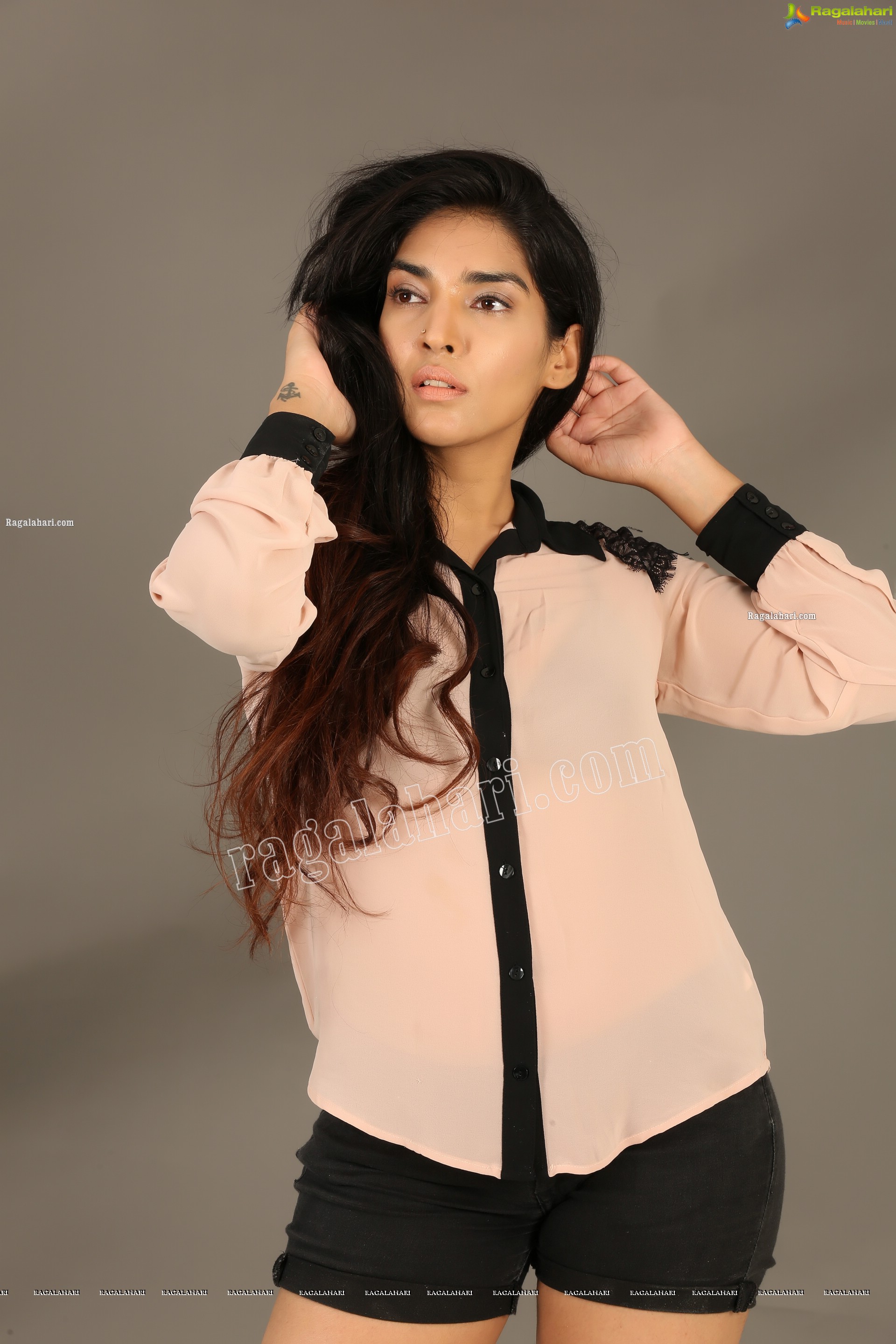 Supraja Narayan in Pastel Pink Shirt and Black Shorts, Exclusive Photo Shoot