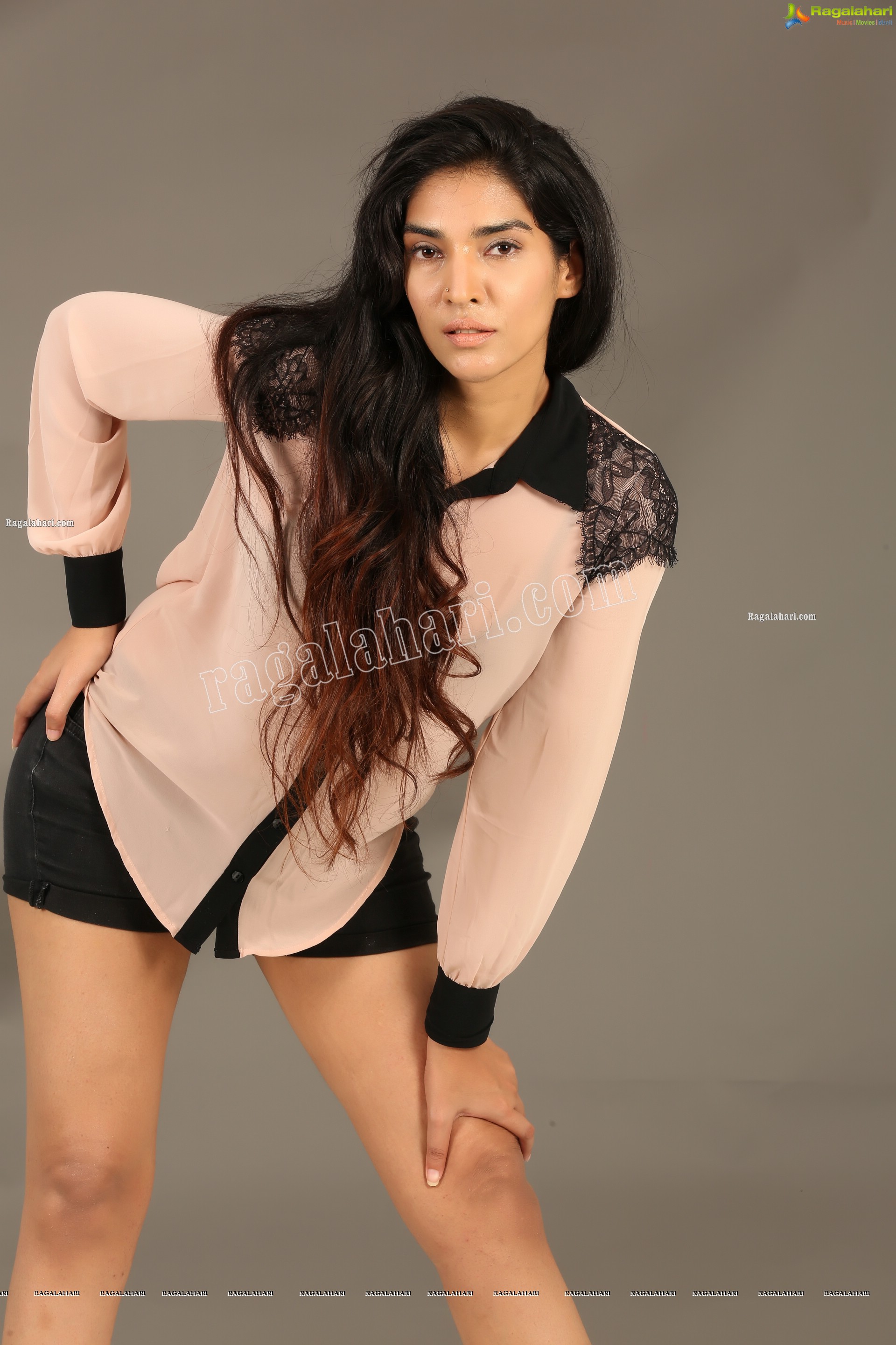 Supraja Narayan in Pastel Pink Shirt and Black Shorts, Exclusive Photo Shoot