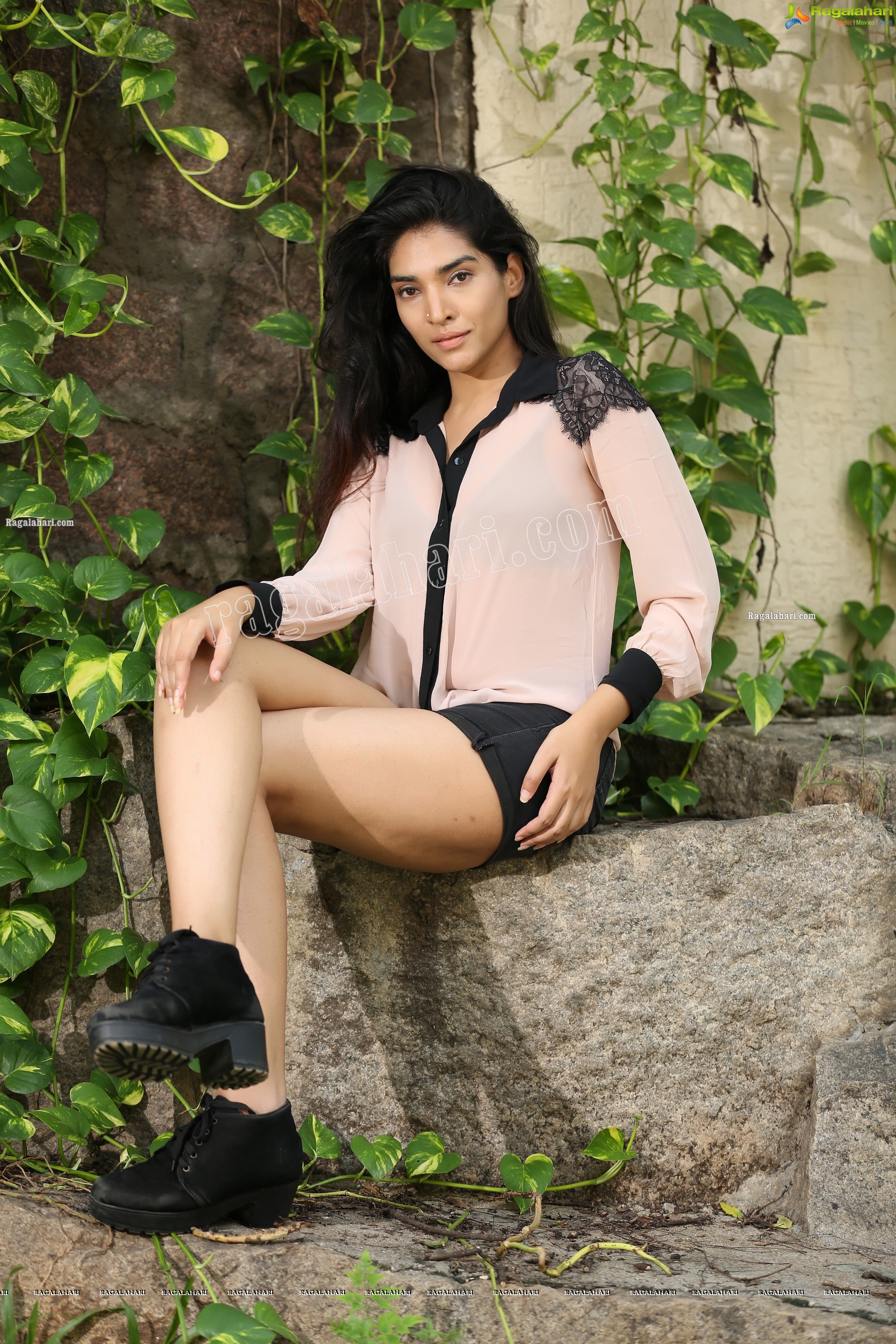 Supraja Narayan in Pastel Pink Shirt and Black Shorts, Exclusive Photo Shoot