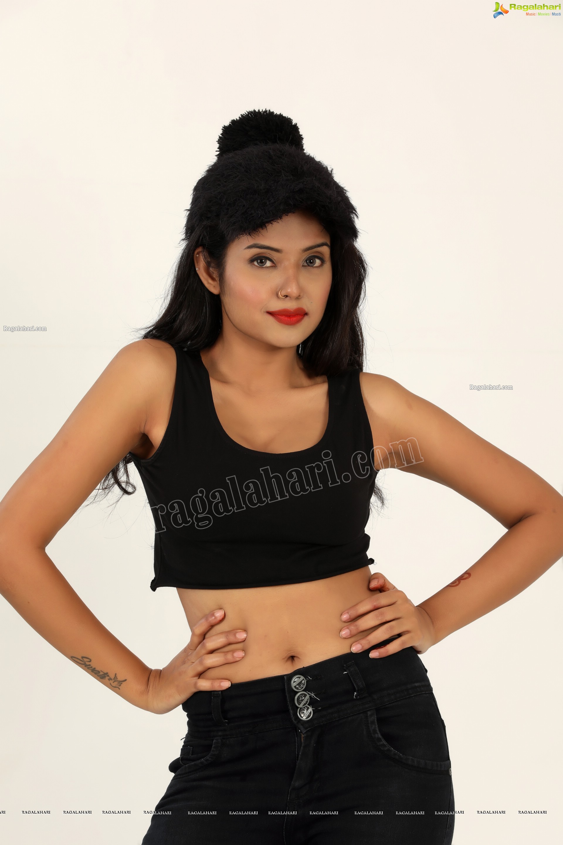 Swati Mandal in Black Crop Top and Ripped Jeans Exclusive Photo Shoot