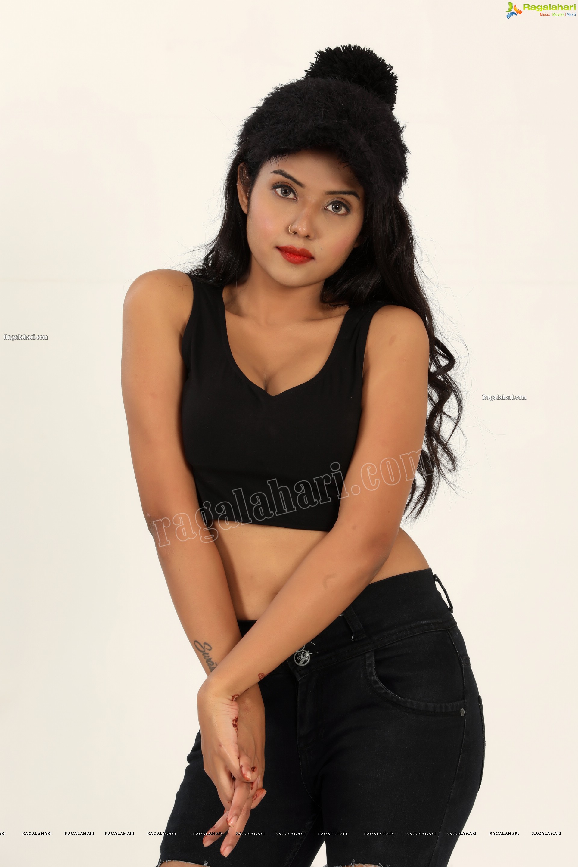 Swati Mandal in Black Crop Top and Ripped Jeans Exclusive Photo Shoot