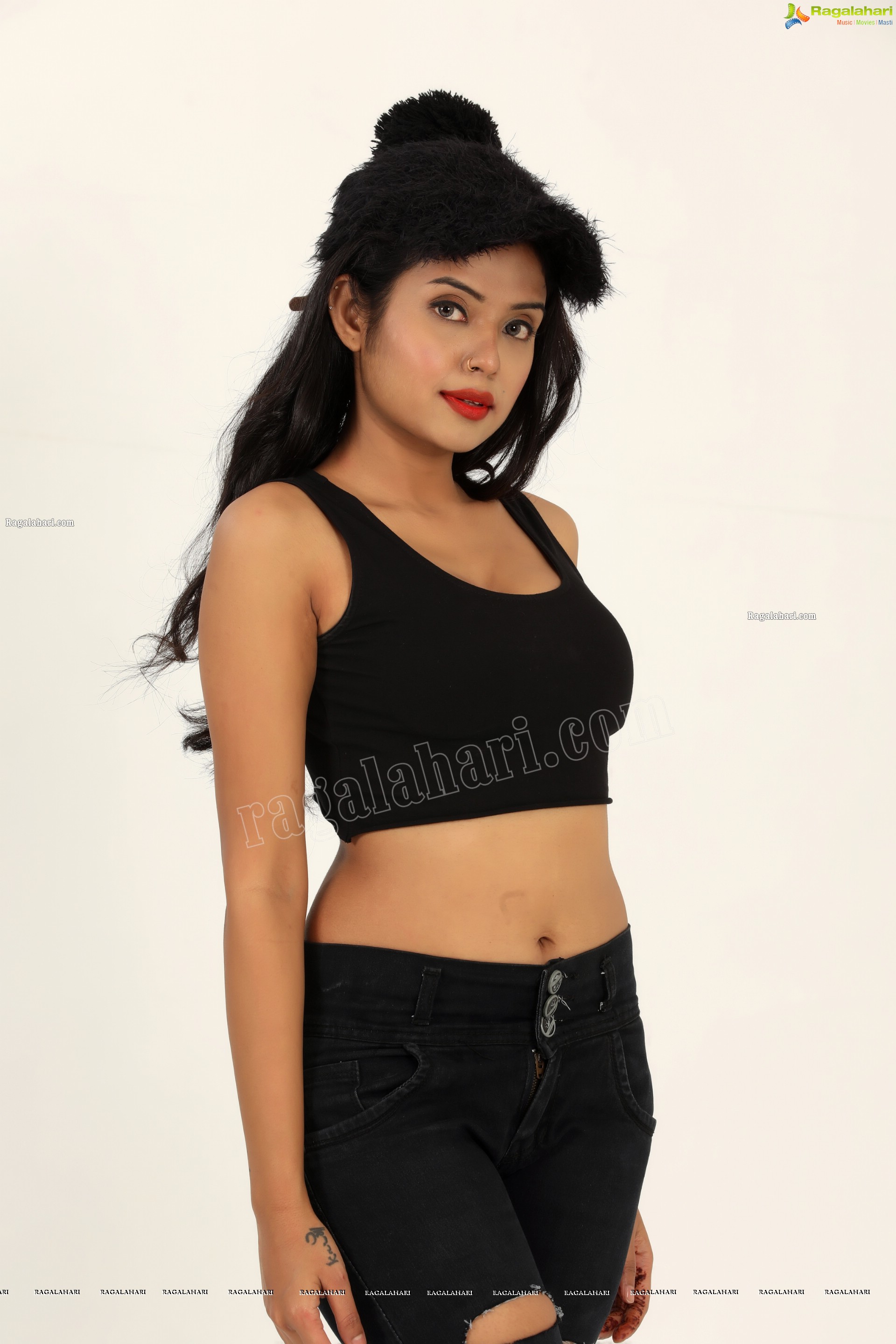 Swati Mandal in Black Crop Top and Ripped Jeans Exclusive Photo Shoot